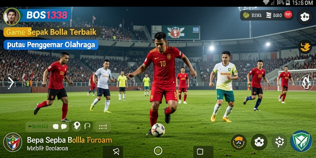 Tampilan gameplay seru dari BOS138 di lapangan sepak bola.