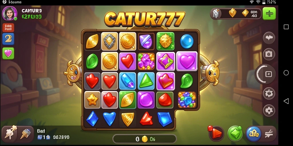Tampilan gameplay seru dari CATUR777 dengan level puzzle Match-3.