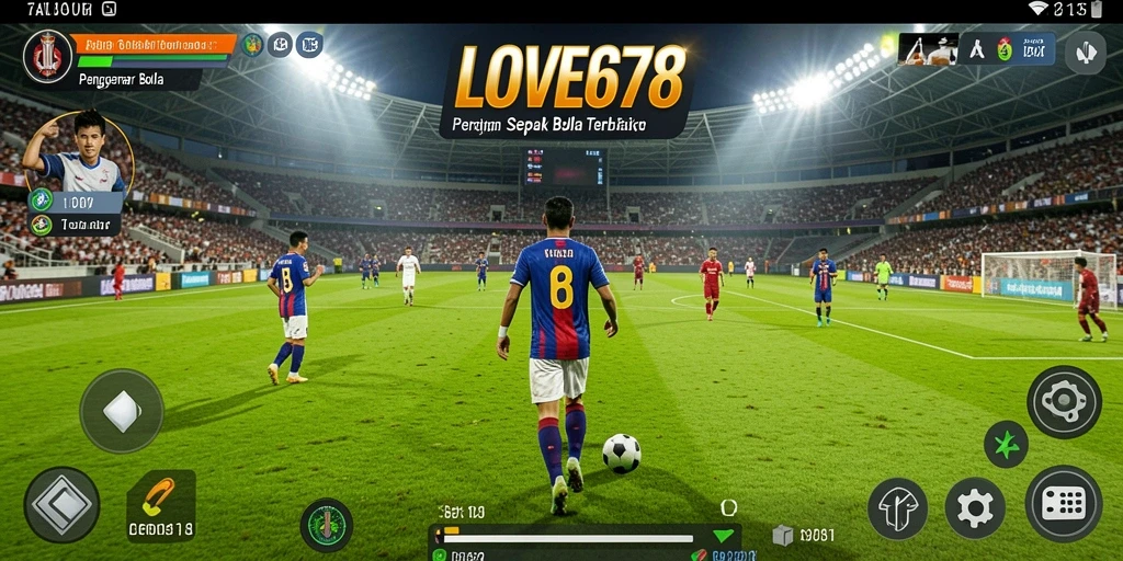 Screenshot LOVE678 menunjukkan intensitas pertandingan sepak bola yang mendebarkan.