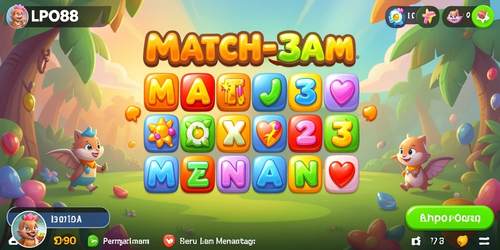 Gameplay match-3 yang seru dan penuh warna di LPO88.