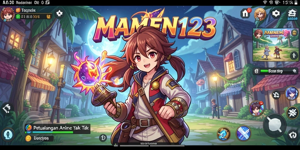 Screenshot gameplay MAMEN123 yang menampilkan aksi karakter Anime.