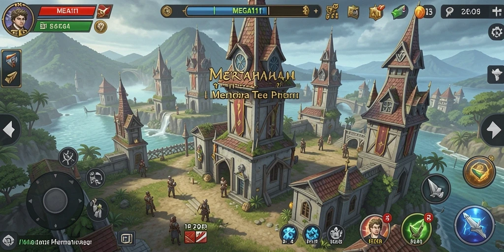 Tampilan gameplay seru MEGA111 di Tower Defense.
