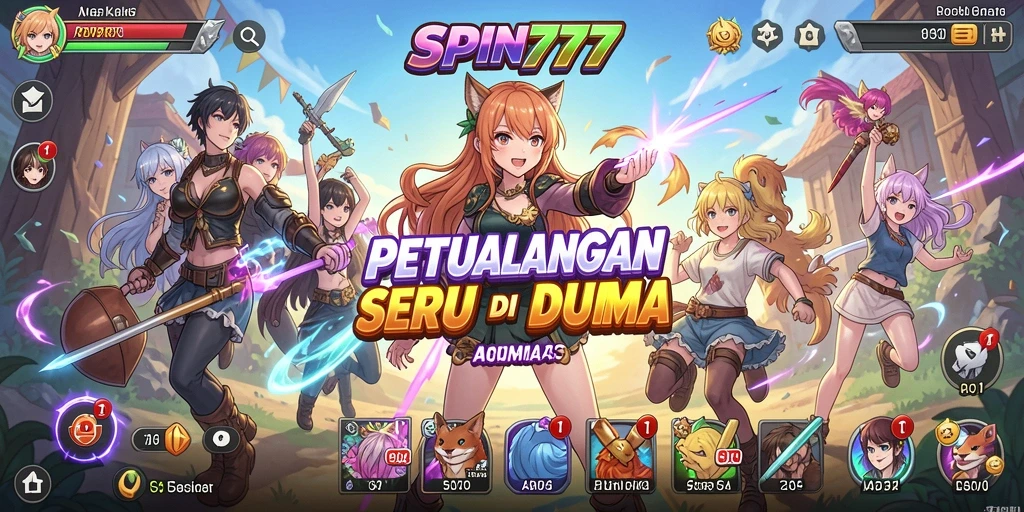 Tampilan gameplay SPIN777 yang penuh action dan karakter anime menarik.